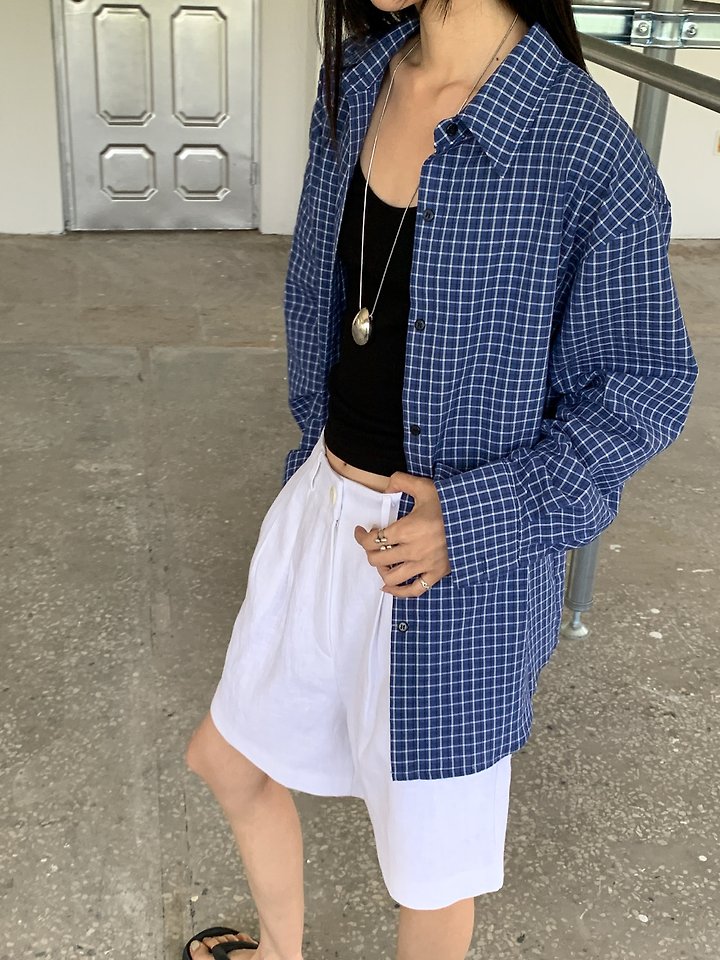 Vive L - Korean Women Fashion - #momslook - Salty Check Shirt - 6