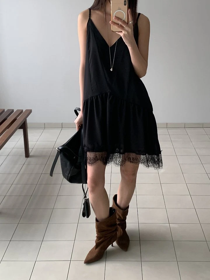 Vive L - Korean Women Fashion - #momslook - V Lace One-piece - 7