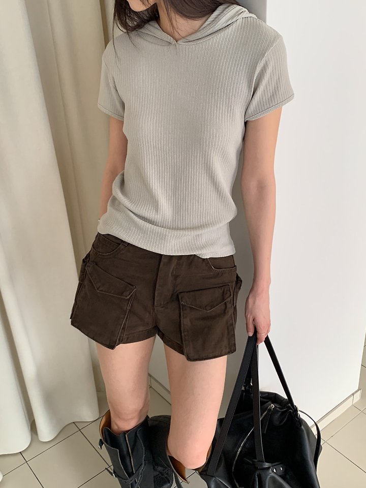 Vive L - Korean Women Fashion - #momslook - Hooded Ribbed Tee - 6