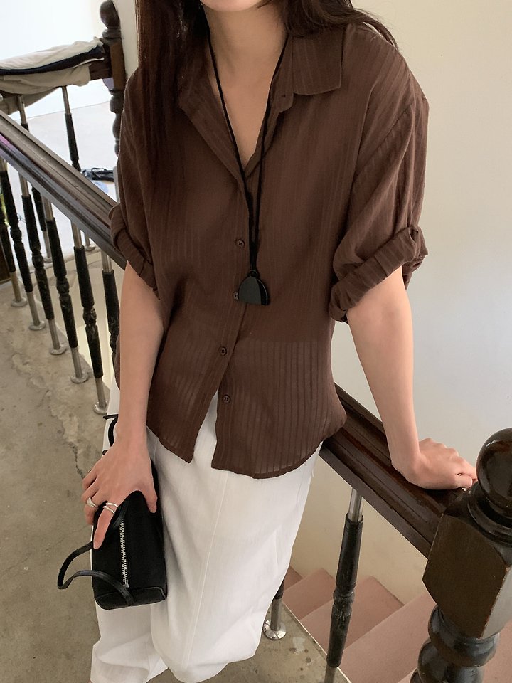 Vive L - Korean Women Fashion - #pursuepretty - Rolled Sleeve Shirt - 4