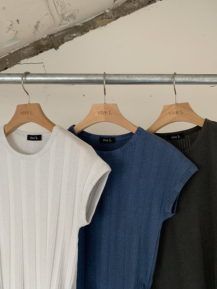 Vive L - Korean Women Fashion - #restrostyle - Dyed Ribbed Tee - 3