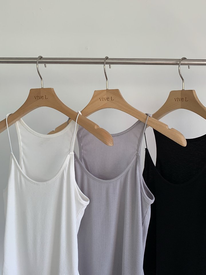 Vive L - Korean Women Fashion - #restrostyle - Waffle Strap Sleeveless Top - 2