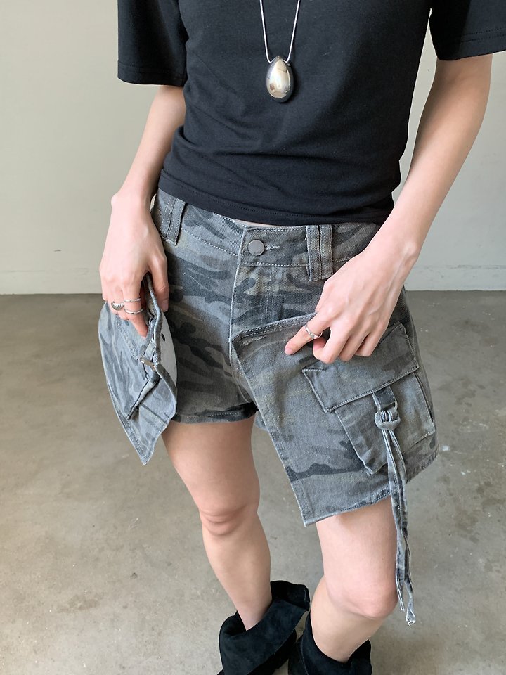 Vive L - Korean Women Fashion - #romanticstyle - Camo Wrap Denim Pants - 7