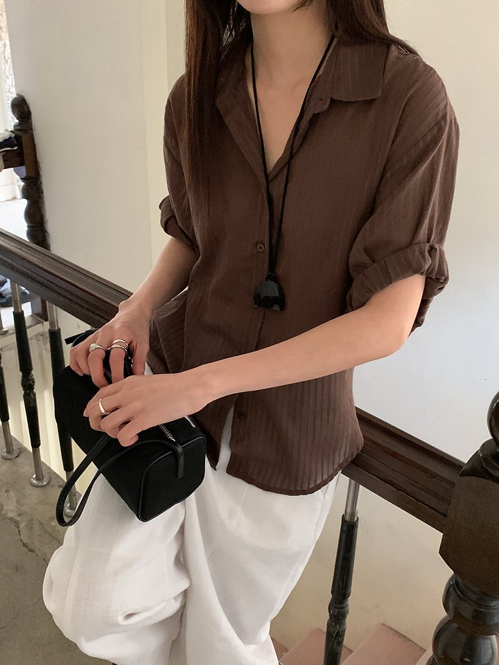 Vive L - Korean Women Fashion - #romanticstyle - Rolled Sleeve Shirt - 5
