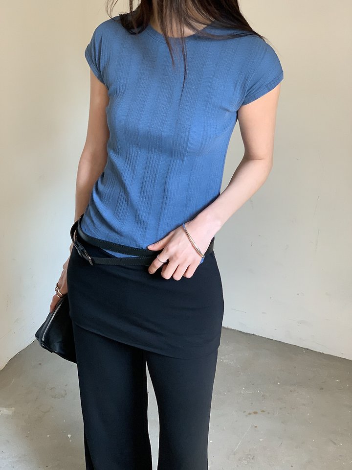 Vive L - Korean Women Fashion - #restrostyle - Dyed Ribbed Tee - 4