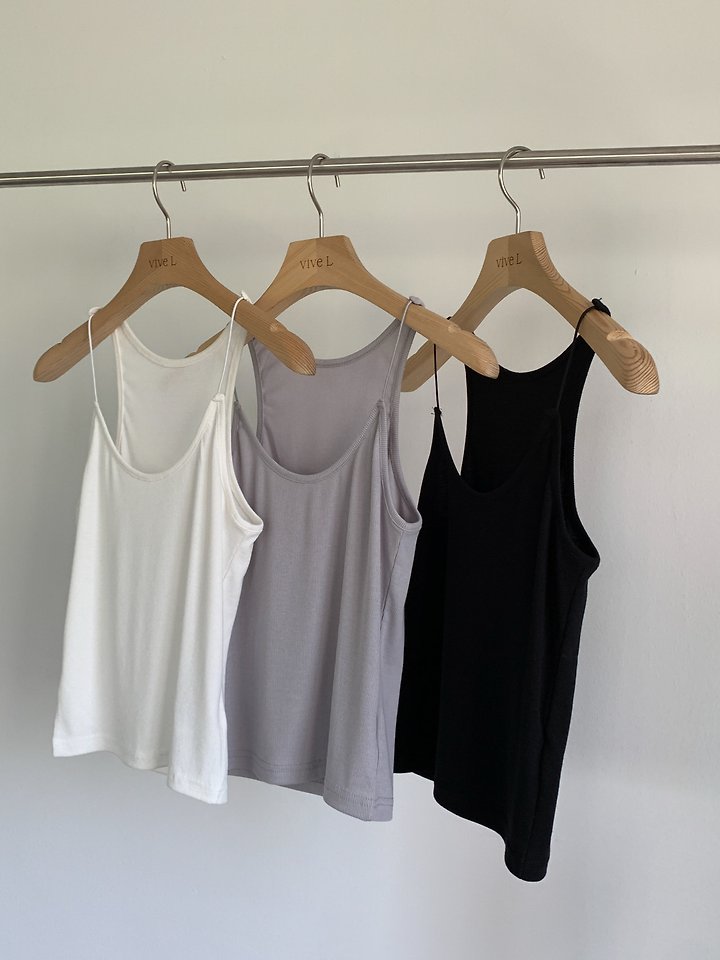 Vive L - Korean Women Fashion - #romanticstyle - Waffle Strap Sleeveless Top - 3