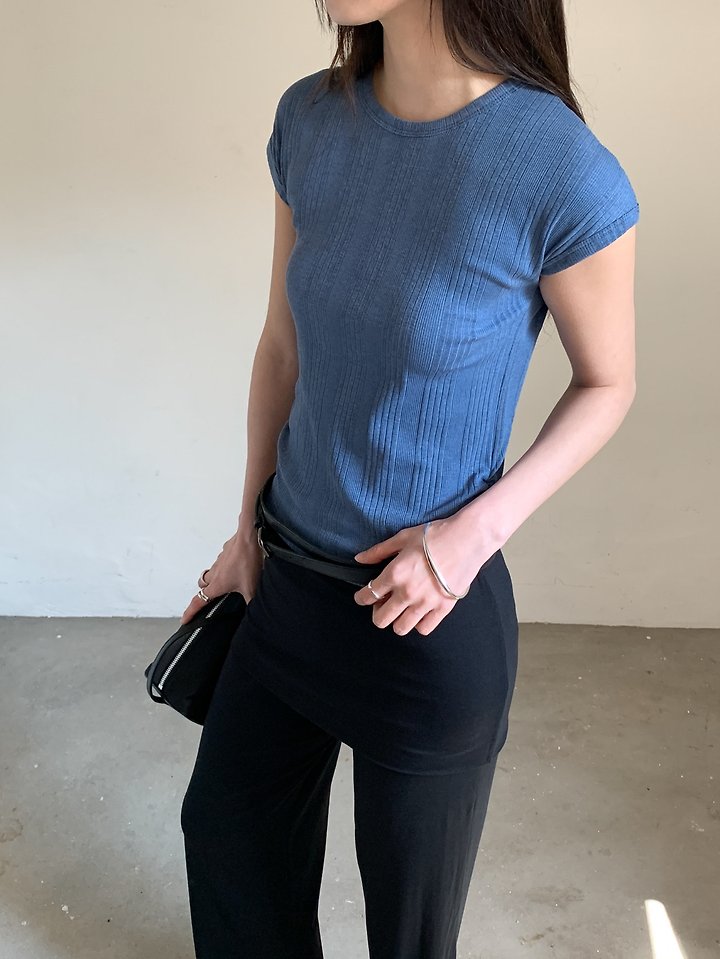 Vive L - Korean Women Fashion - #shopsmall - Dyed Ribbed Tee - 5