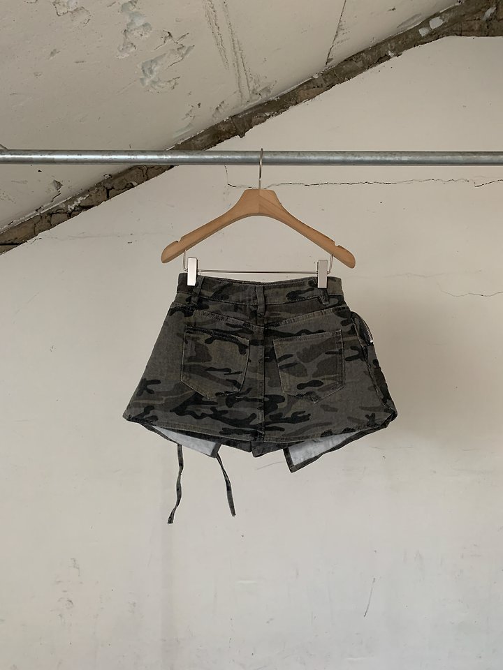 Vive L - Korean Women Fashion - #vintageinspired - Camo Wrap Denim Pants - 3