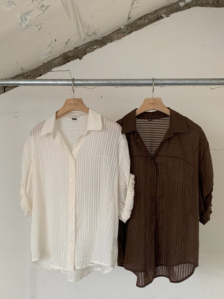 Vive L - Korean Women Fashion - #vintageinspired - Rolled Sleeve Shirt