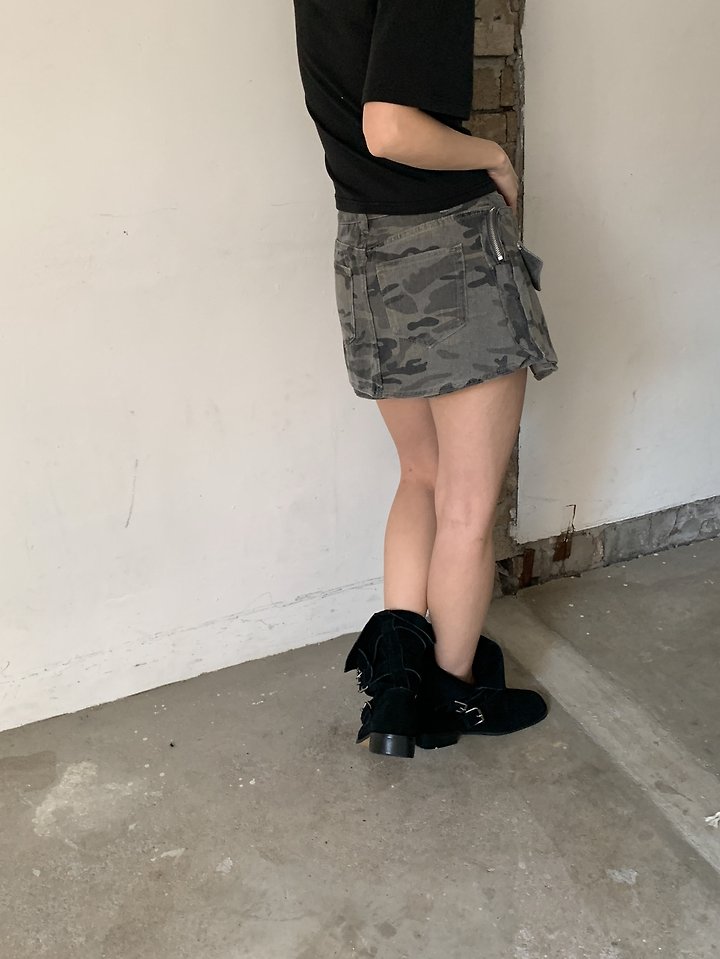 Vive L - Korean Women Fashion - #womensfashion - Camo Wrap Denim Pants - 12