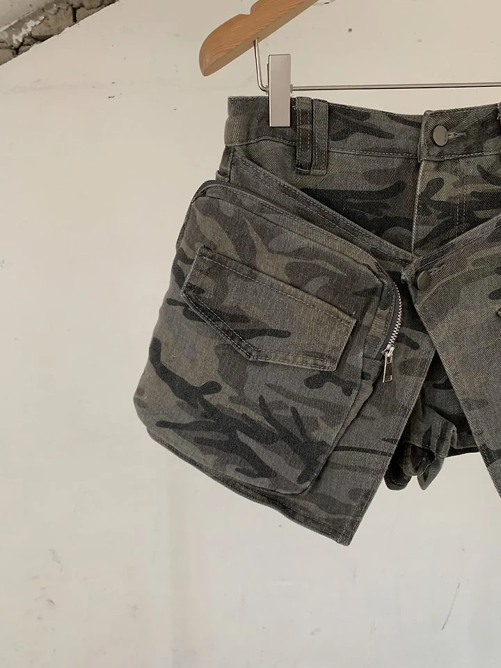 Vive L - Korean Women Fashion - #womensfashion - Camo Wrap Denim Pants - 2