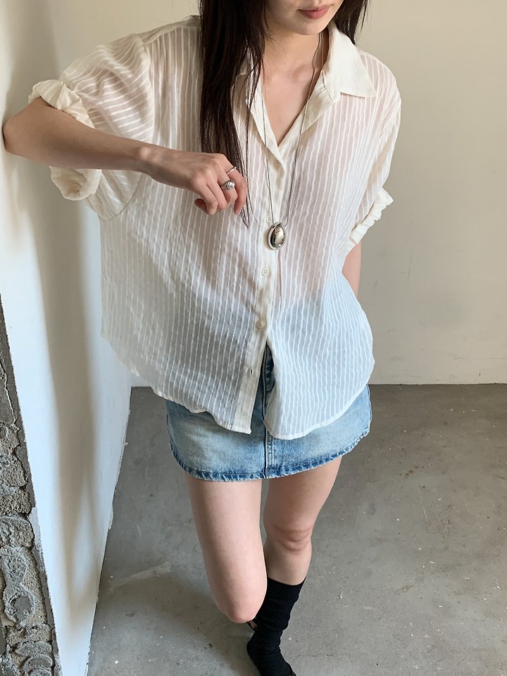 Vive L - Korean Women Fashion - #womensfashion - Rolled Sleeve Shirt - 12