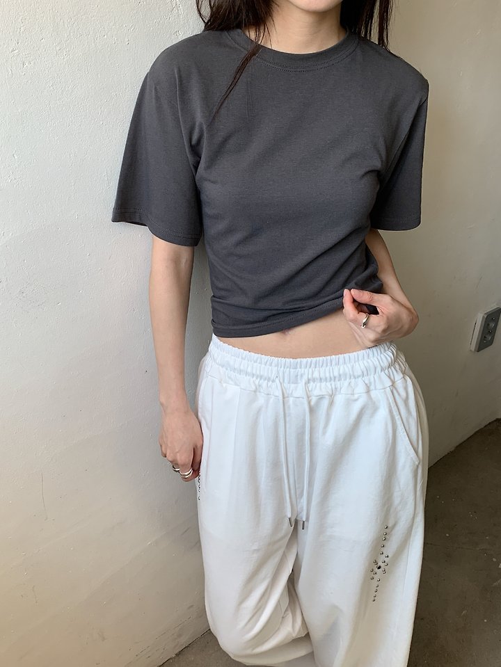 Vive L - Korean Women Fashion - #womensfashion - Slim Crop Tee - 12