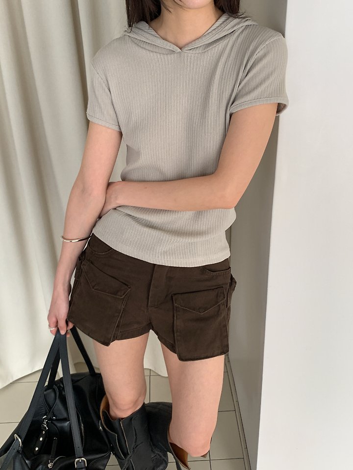 Vive L - Korean Women Fashion - #womensfashion - Hooded Ribbed Tee - 5