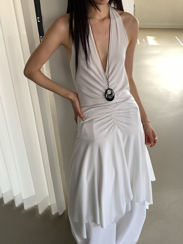 Vive L - Korean Women Fashion - #womensfashion - Halter Shirring One-piece - 2