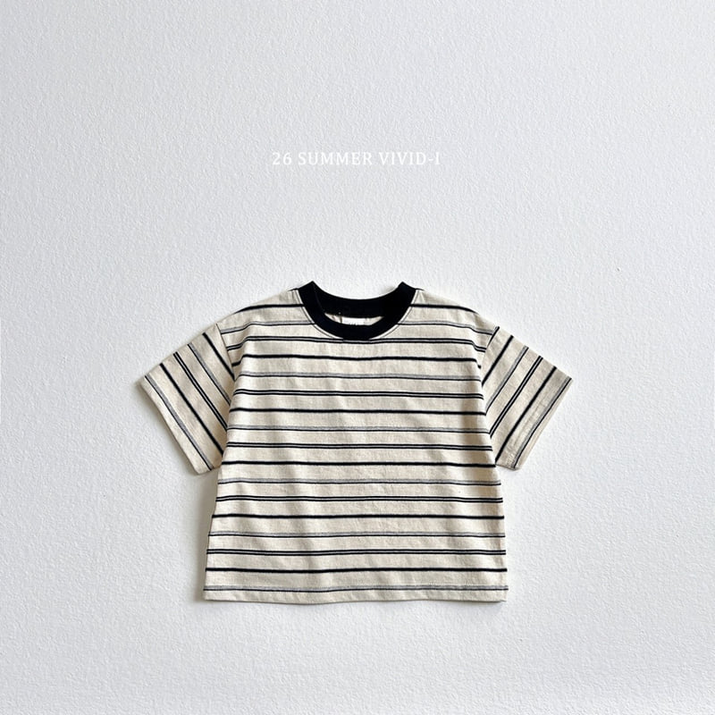 Vivid I - Korean Children Fashion - #Kfashion4kids - Heart Smile Striped Tee - 5