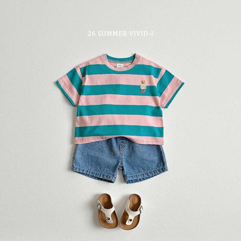 Vivid I - Korean Children Fashion - #Kfashion4kids - Big Stripe Bear Embroidery Tee - 11