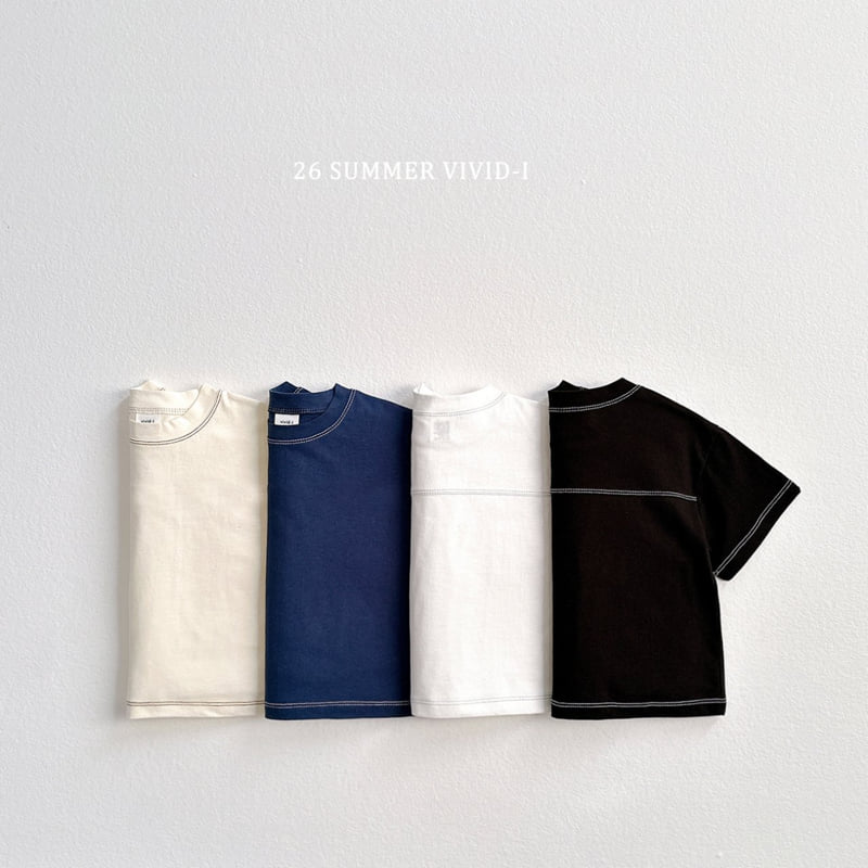 Vivid I - Korean Children Fashion - #childofig - Stitch Panel Short Sleeve Tee
