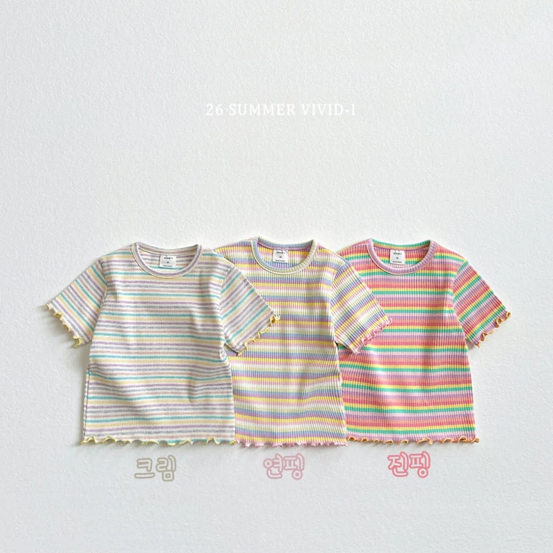 Vivid I - Korean Children Fashion - #stylishchildhood - Rainbow Ribbed Frill Tee - 4