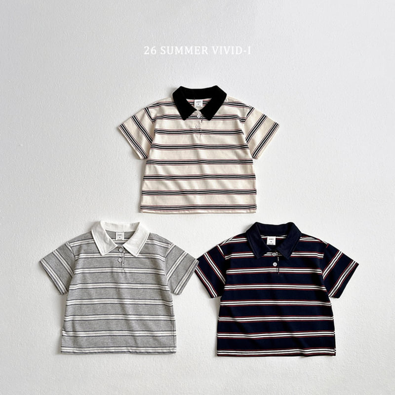 Vivid I - Korean Children Fashion - #childofig - Multi Collar Striped Short Sleeve