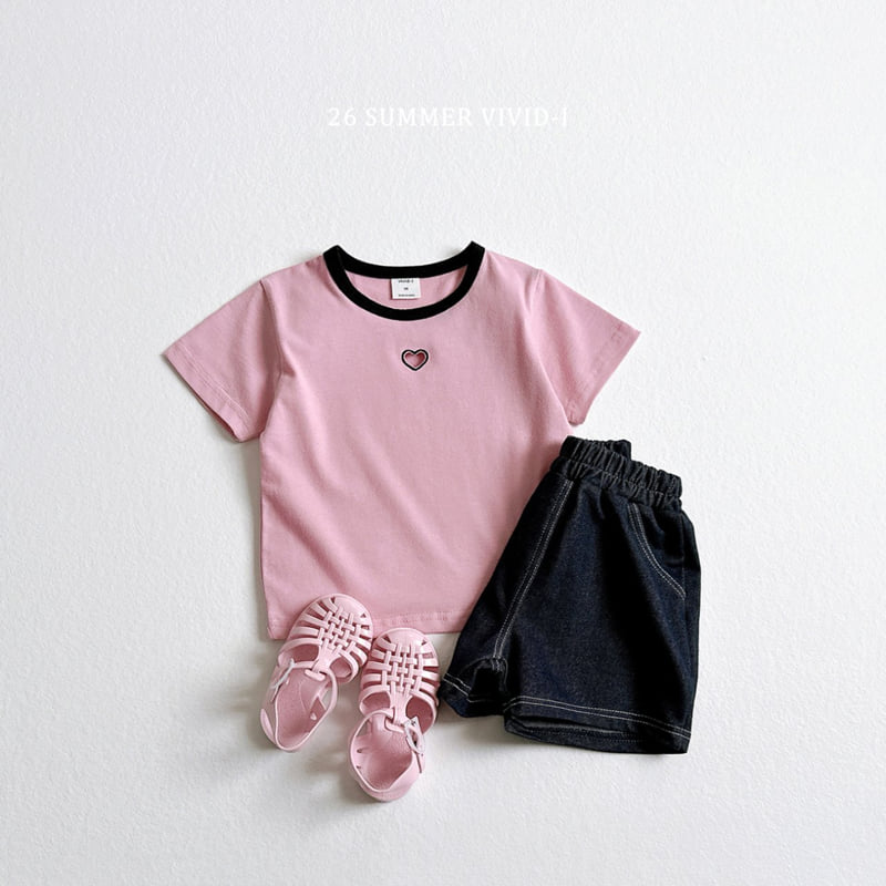 Vivid I - Korean Children Fashion - #childrensboutique - Heart Punching Short Sleeve Tee - 12