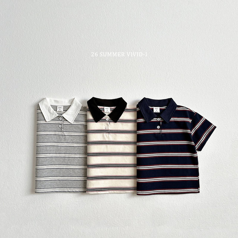 Vivid I - Korean Children Fashion - #childrensboutique - Multi Collar Striped Short Sleeve - 3