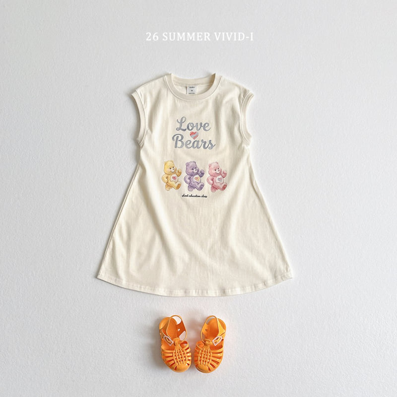 Vivid I - Korean Children Fashion - #designkidswear - Painted Bear Long One-piece - 3
