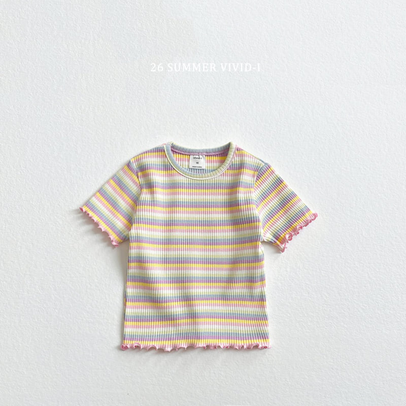 Vivid I - Korean Children Fashion - #designkidswear - Rainbow Ribbed Frill Tee - 6