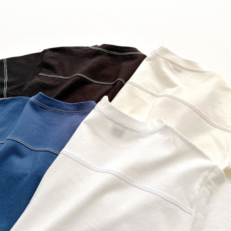 Vivid I - Korean Children Fashion - #designkidswear - Stitch Panel Short Sleeve Tee - 4