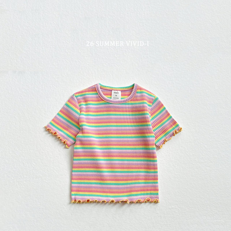 Vivid I - Korean Children Fashion - #discoveringself - Rainbow Ribbed Frill Tee - 7