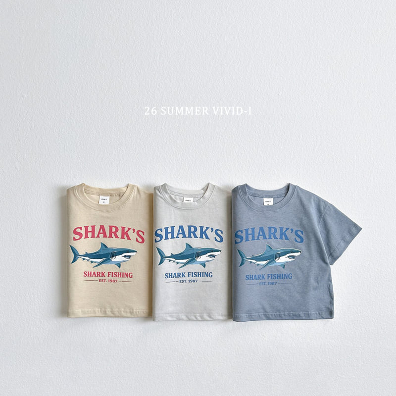 Vivid I - Korean Children Fashion - #discoveringself - Shark Silket Short Sleeve Tee