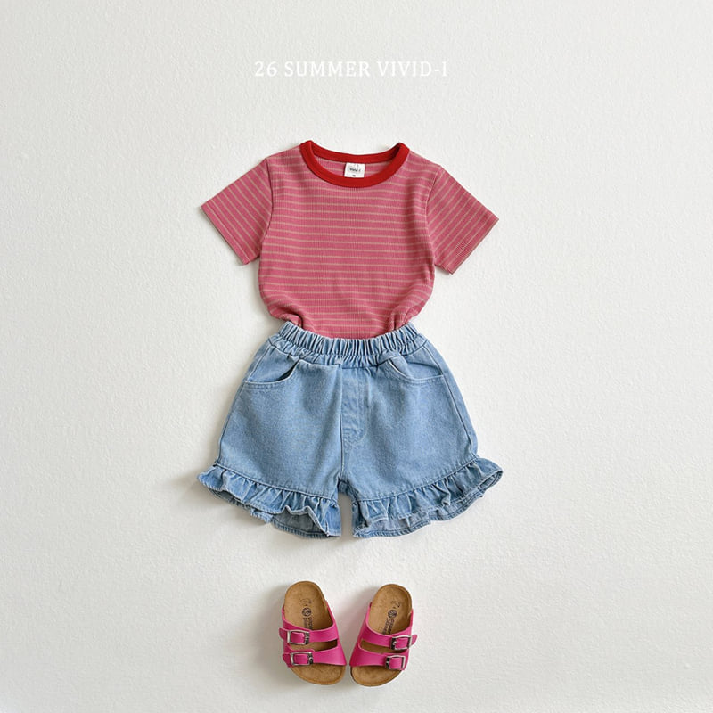 Vivid I - Korean Children Fashion - #fashionkids - Frill Non-Fade Denim Shorts - 6
