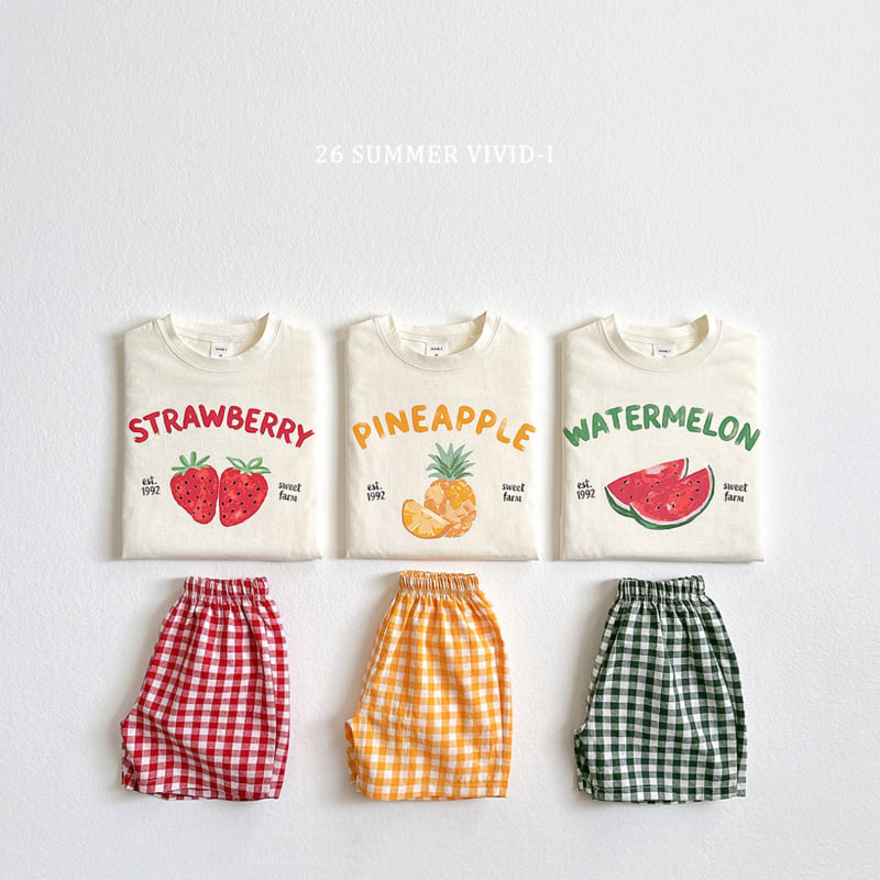 Vivid I - Korean Children Fashion - #fashionkids - Check Fruit Set - 3