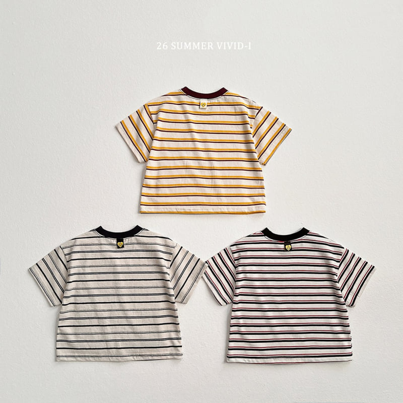 Vivid I - Korean Children Fashion - #fashionkids - Heart Smile Striped Tee