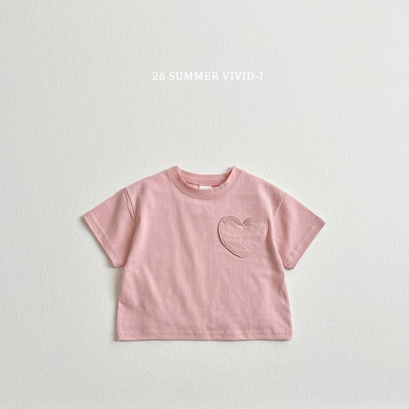 Vivid I - Korean Children Fashion - #discoveringself - Heart Pocket Short Sleeve Tee - 4