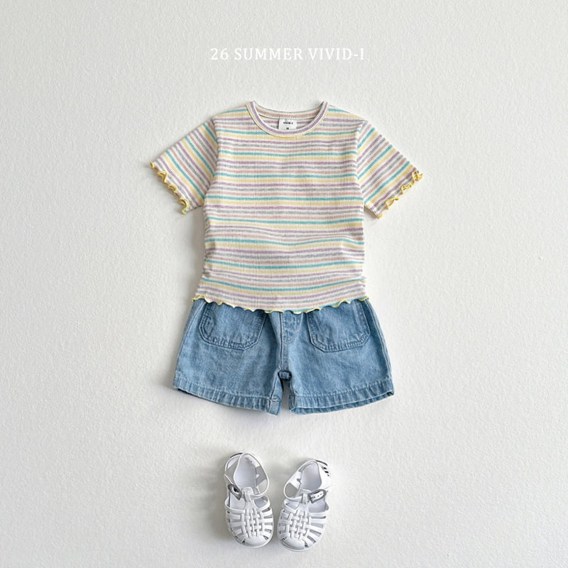 Vivid I - Korean Children Fashion - #fashionkids - Rainbow Ribbed Frill Tee - 8