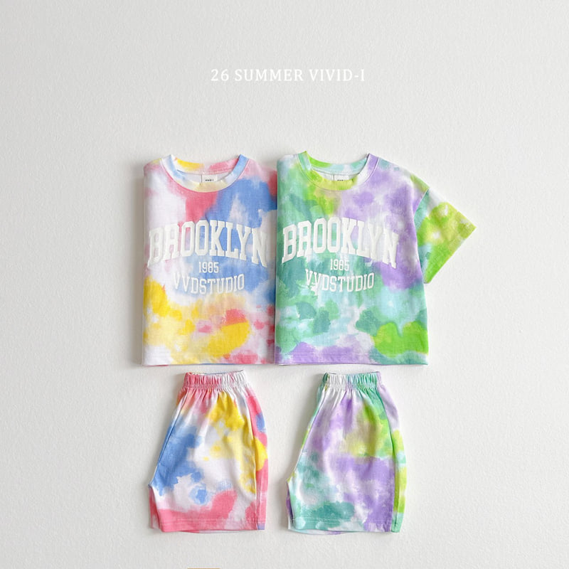 Vivid I - Korean Children Fashion - #fashionkids - Tie-Dye Print Set