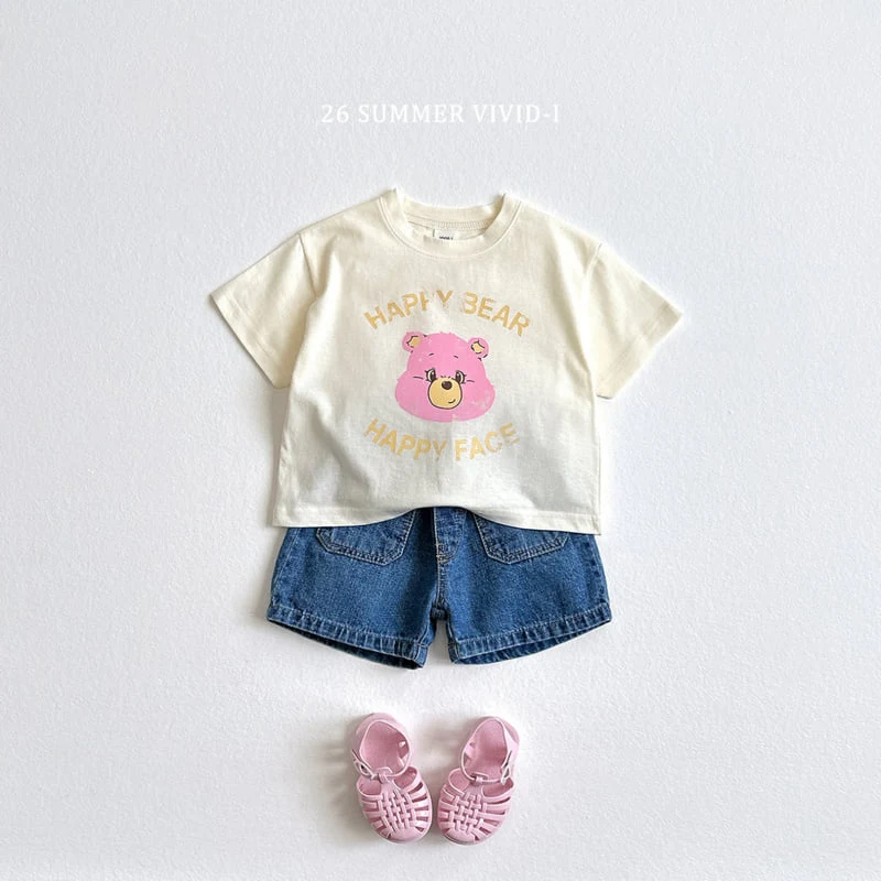Vivid I - Korean Children Fashion - #kidsshorts - Happy Bear Short Sleeve Tee - 11