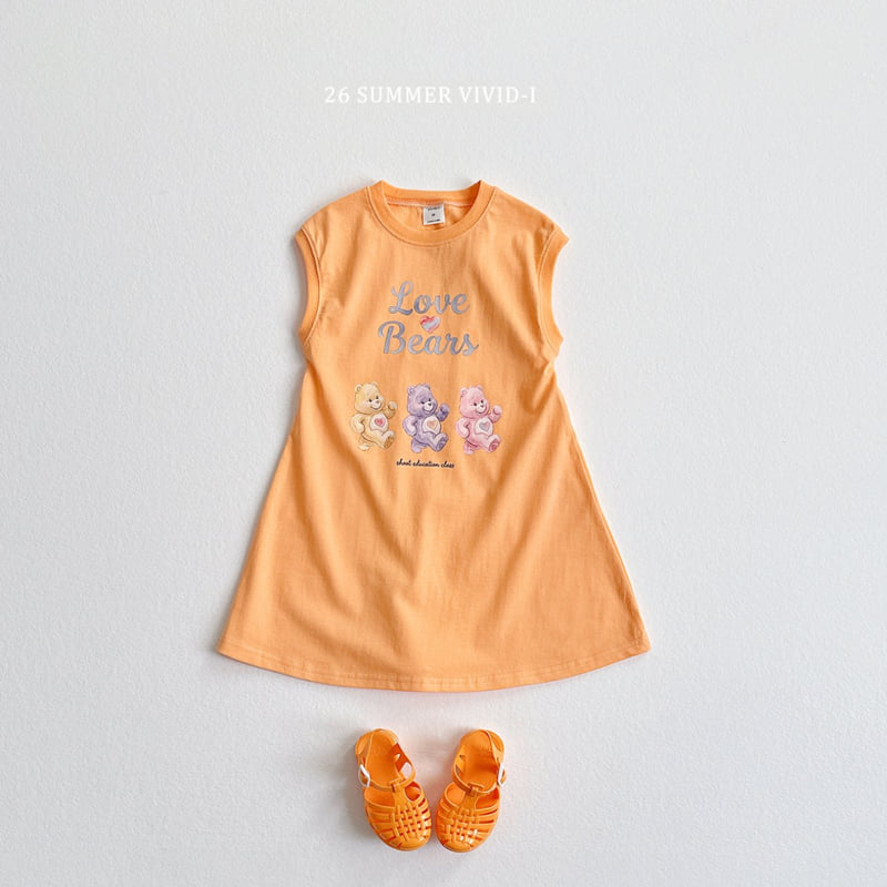 Vivid I - Korean Children Fashion - #kidsshorts - Painted Bear Long One-piece - 6