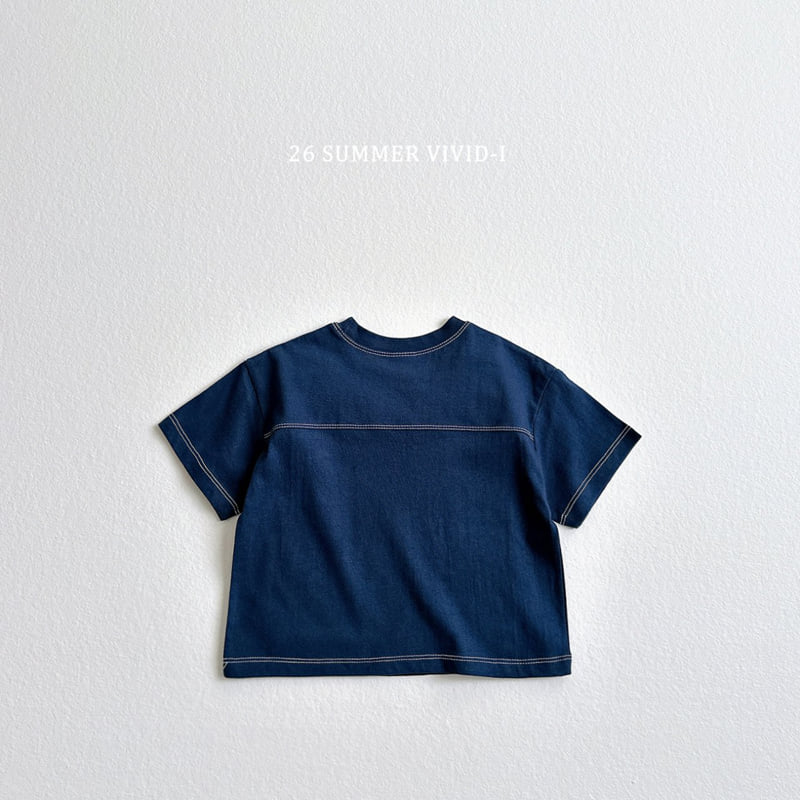 Vivid I - Korean Children Fashion - #kidsshorts - Stitch Panel Short Sleeve Tee - 6