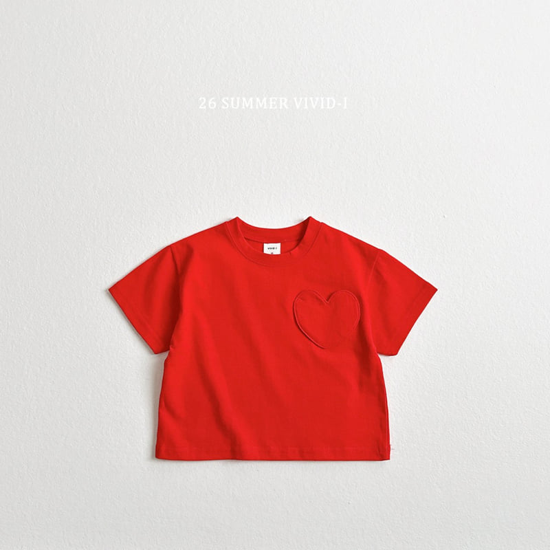 Vivid I - Korean Children Fashion - #kidsshorts - Heart Pocket Short Sleeve Tee - 5