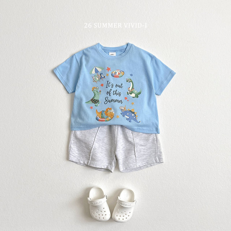 Vivid I - Korean Children Fashion - #kidsshorts - Vacation Dinosaur Short Sleeve Tee - 12