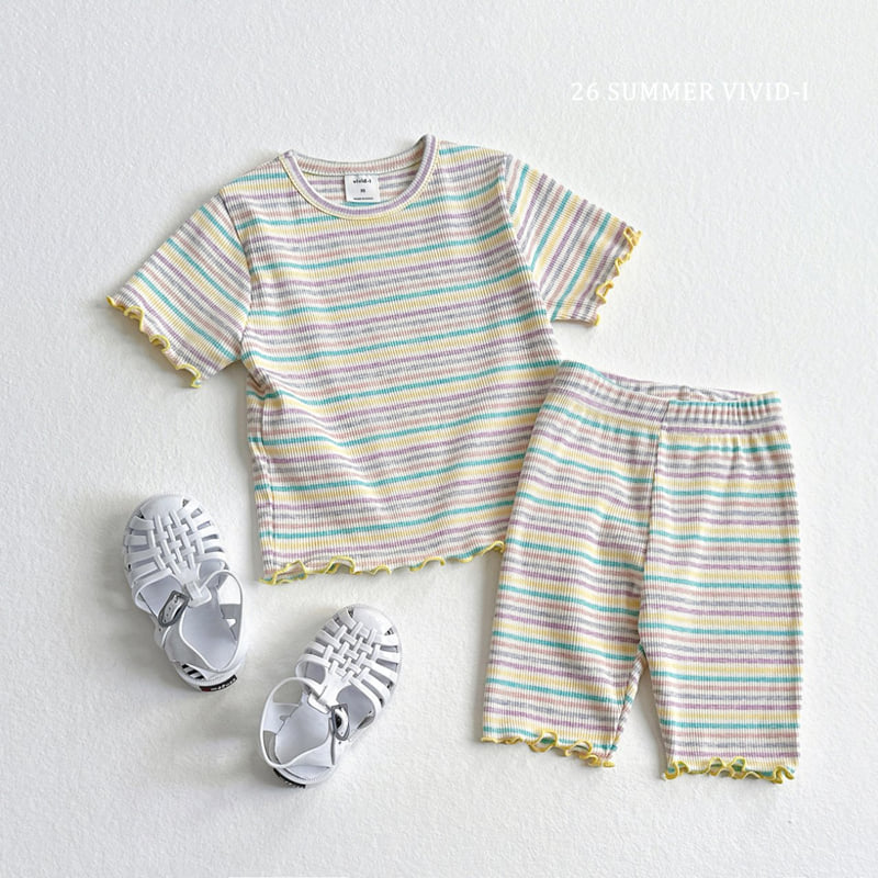 Vivid I - Korean Children Fashion - #kidsshorts - Rainbow Ribbed Leggings - 8