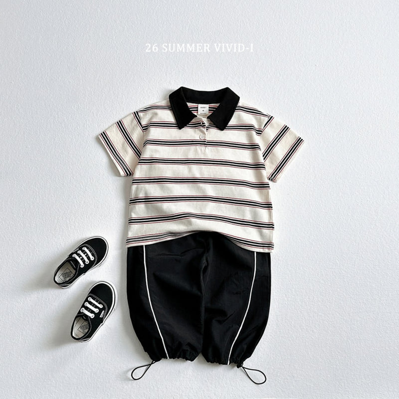 Vivid I - Korean Children Fashion - #kidsshorts - Multi Collar Striped Short Sleeve - 7