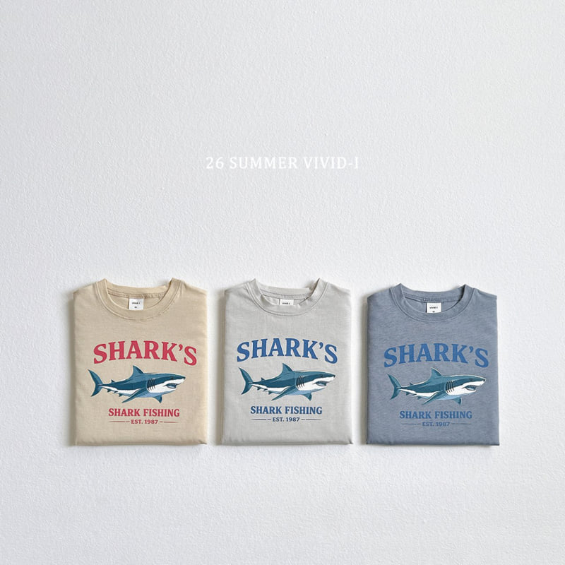 Vivid I - Korean Children Fashion - #kidsshorts - Shark Silket Short Sleeve Tee - 3