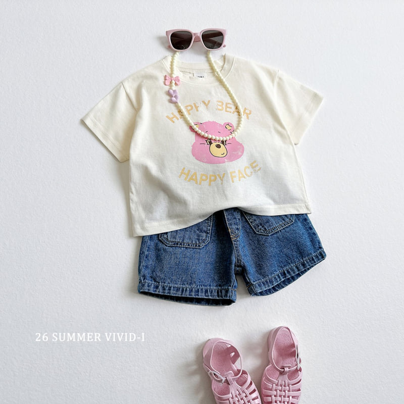 Vivid I - Korean Children Fashion - #kidsstore - Happy Bear Short Sleeve Tee - 12