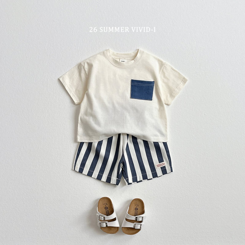 Vivid I - Korean Children Fashion - #kidsstore - Pocket Denim Short Sleeve Tee - 11