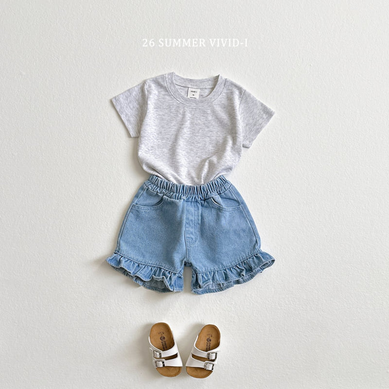 Vivid I - Korean Children Fashion - #kidsstore - Frill Non-Fade Denim Shorts - 8
