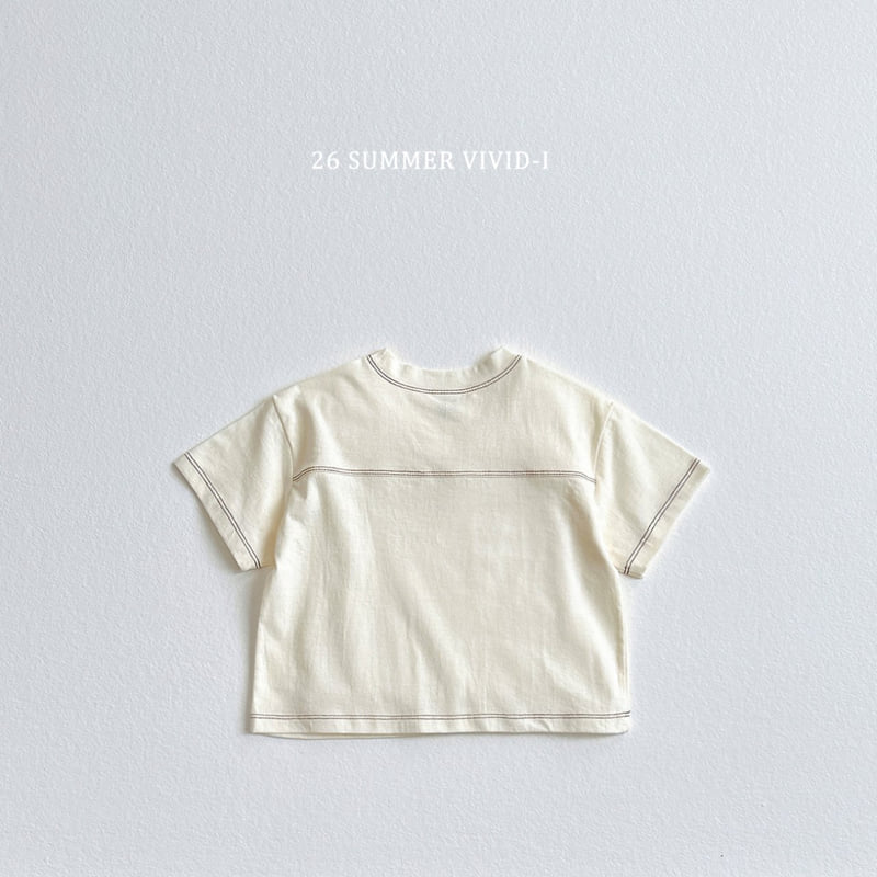 Vivid I - Korean Children Fashion - #kidsstore - Stitch Panel Short Sleeve Tee - 7