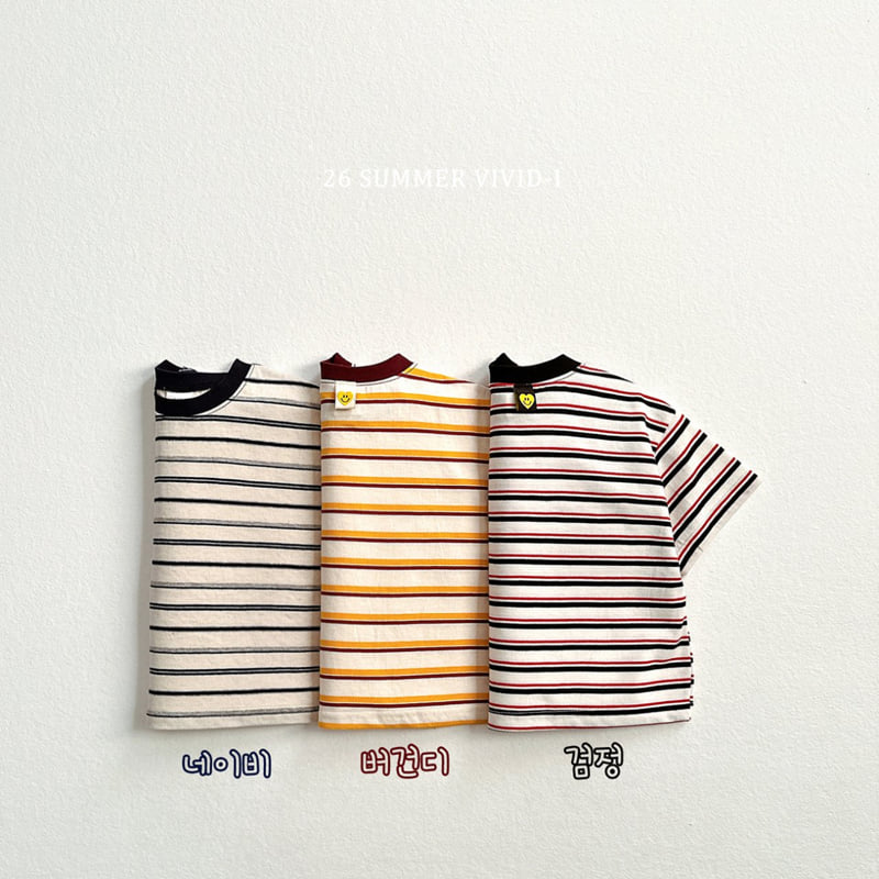 Vivid I - Korean Children Fashion - #kidsstore - Heart Smile Striped Tee - 3